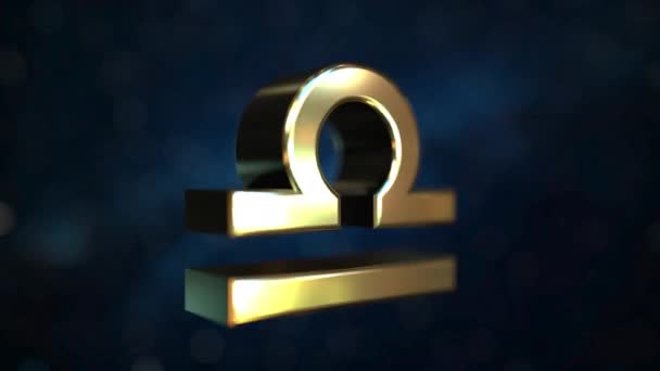 Rotating gold Libra Zodiac sign, loopable 3D animation — Stock Video