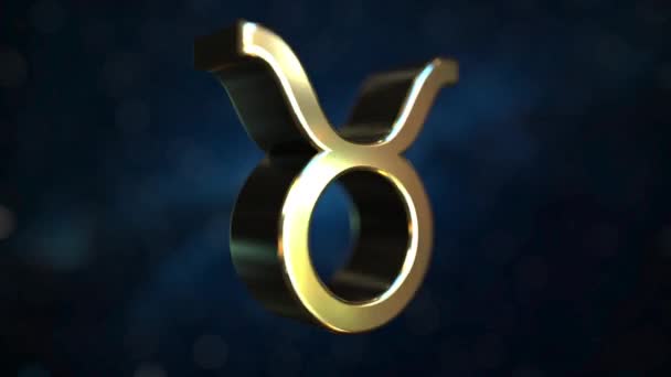 Rotating gold Taurus Zodiac sign, loopable 3D animation — Stock Video