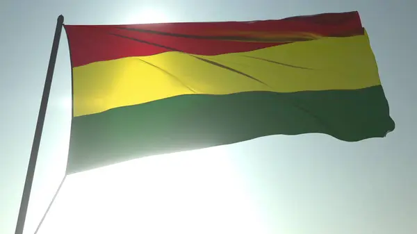 Розмахувати прапором Болівії проти світить сонце і небо. Реалістична 3D-рендерінг — стокове фото