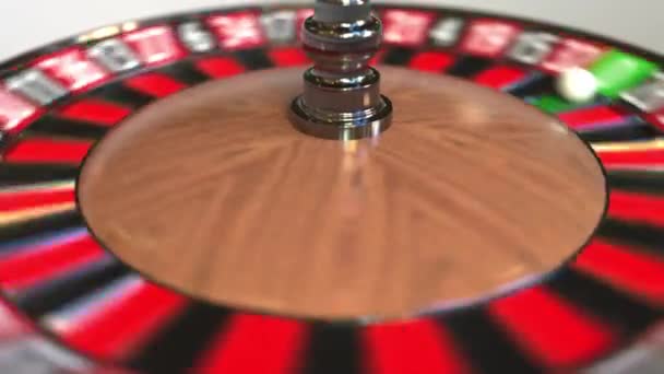 Casino ruleta bola de la rueda golpea 0 cero. Animación 3D — Vídeos de Stock