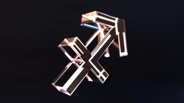 Rotierendes Glas-Sternzeichen Sagittarius, loopable 3D-Animation — Stockvideo