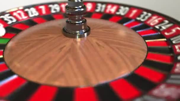 Casino roulette roue balle frappe 26 vingt-six noir. Animation 3D — Video