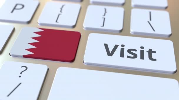 VISITEZ le texte et le drapeau de Bahreïn sur les boutons du clavier de l'ordinateur. Animation 3D conceptuelle — Video