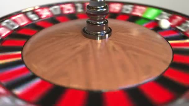 Casino ruleta bola de la rueda golpea 3 tres rojo. Animación 3D — Vídeo de stock