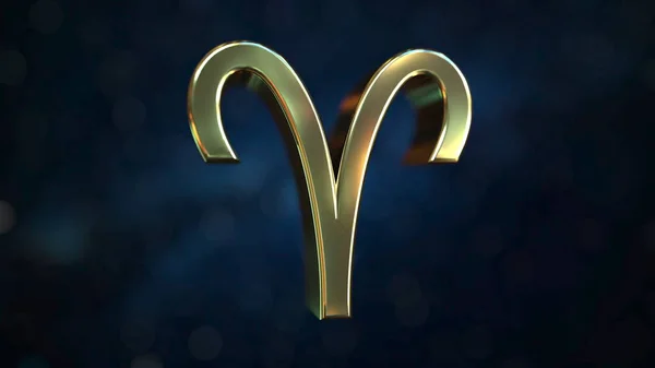 Arany Aries állatöv jel, 3D renderelés — Stock Fotó