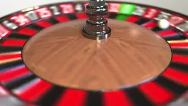 Casino roleta bola roda atinge 12 doze vermelho. Animação 3D — Vídeo de Stock