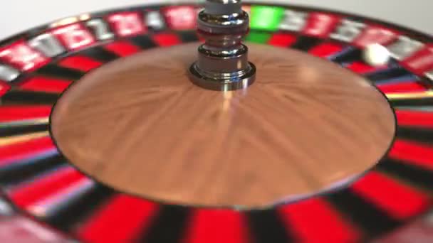 Casino ruleta bola de la rueda golpea 28 veintiocho negro. Animación 3D — Vídeo de stock