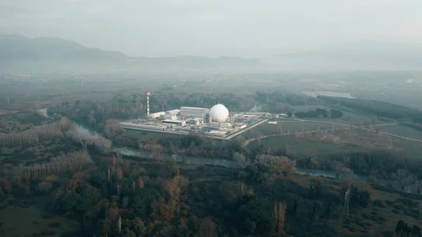 Aerial shot of a nuclear power plant — Stock Photo, Image