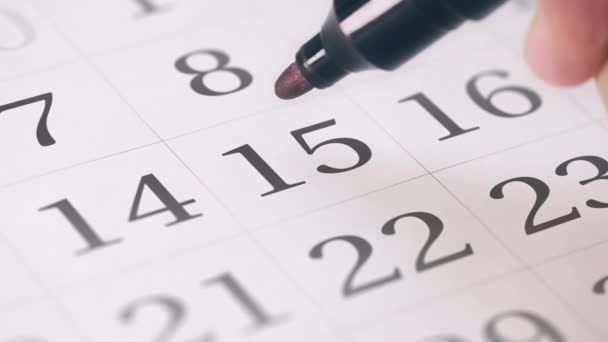 Segnato il quindicesimo 15 giorno di un mese nel calendario si trasforma in DUE DATE promemoria — Video Stock