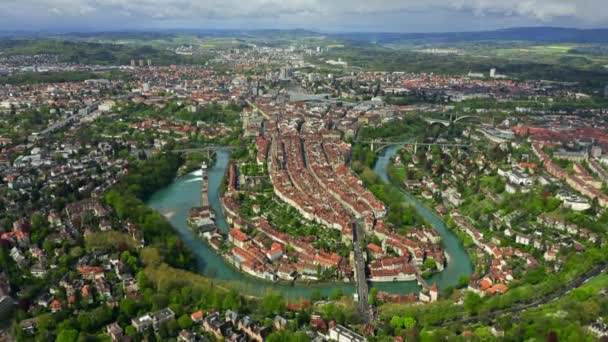 Bern, İsviçre'nin yüksek irtifa hava görünümü — Stok video