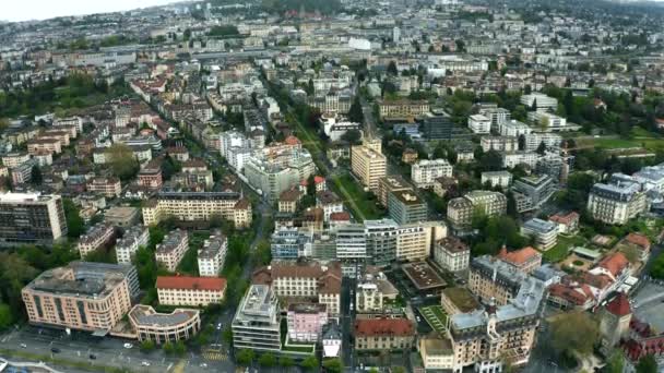 Foto aerea del paesaggio urbano di Losanna. Svizzera — Video Stock