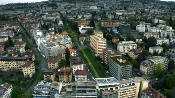 Paesaggio urbano di Losanna, vista aerea. Svizzera — Video Stock