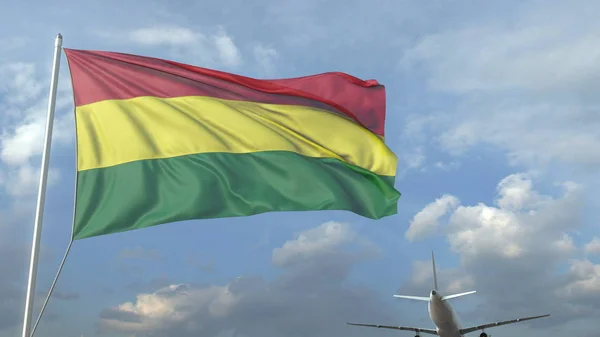 AirLiner repül át integetett zászlaja Bolívia. 3D-leképezés — Stock Fotó