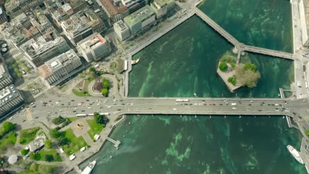 Вид с воздуха на Женеву. Швейцария — стоковое видео
