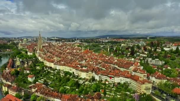 Bern Eski Şehir havadan çekim, İsviçre — Stok video