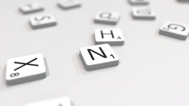 Wyraz natury jest wykonany z listów Scrabble. Animacja redakcyjna 3D — Wideo stockowe