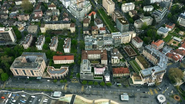 Fotografia aérea do centro de Lausanne, Suíça — Fotografia de Stock