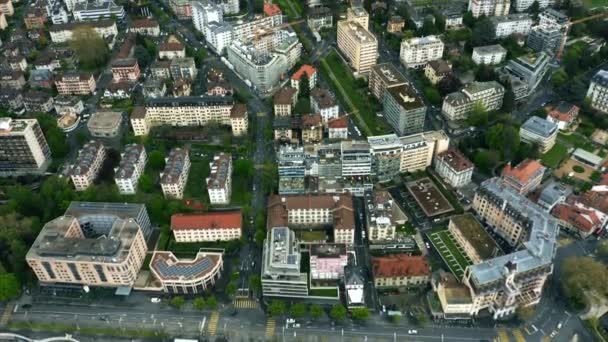 Foto aérea del centro de Lausana, Suiza — Vídeos de Stock