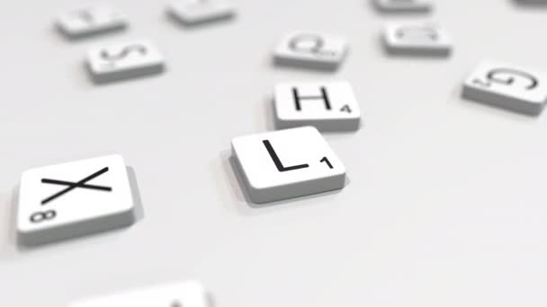 Lima stad naam wordt samengesteld met Scrabble letters. Redactionele 3D-animatie — Stockvideo