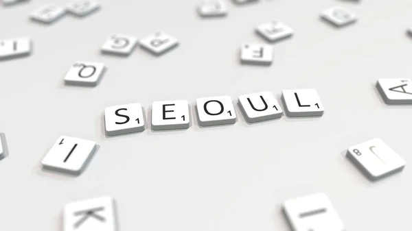 Název města v Soulu s psaníčka. Redakční prostorové vykreslování — Stock fotografie