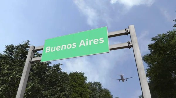 アルゼンチン、ブエノスアイレスに旅客機が着陸。3D レンダリング — ストック写真