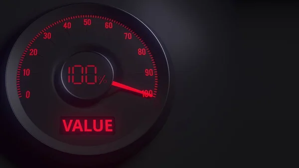 Red and black value meter or indicator, 3D rendering — Stock Photo, Image