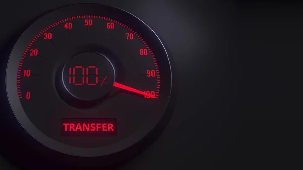 Red and black transfer meter or indicator, 3D rendering — Stock Photo, Image