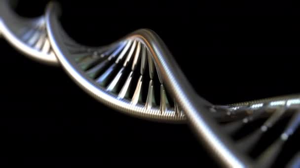 Περιστρεφόμενο μεταλλικό μοντέλο DNA, loopable 3D κινούμενα σχέδια — Αρχείο Βίντεο