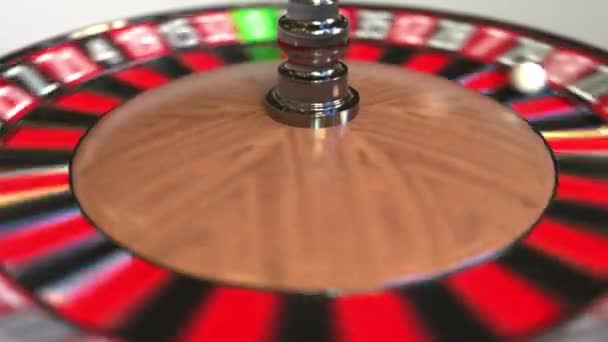 Casino ruleta bola de la rueda golpea 18 dieciocho rojo. Animación 3D — Vídeos de Stock