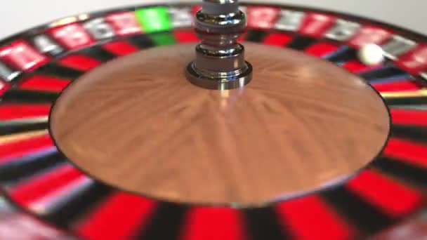 Casino roulette roue balle frappe 22 vingt-deux noir. Animation 3D — Video