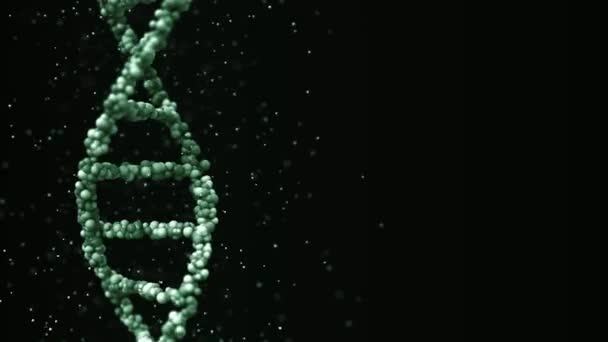 Drehen des grünen dna-Molekül-Modells, beweglicher Hintergrund — Stockvideo