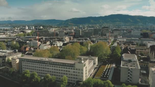 Aerial view of Zurich cityscape and railroad, Switzerland — Stock Video