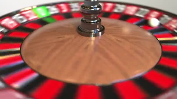 Casino ruleta bola de la rueda golpea 31 treinta y uno negro. Animación 3D — Vídeo de stock