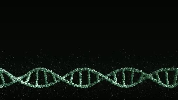Модель молекулы зеленой ДНК, пустое место для текста или графики. Циклический фон движения — стоковое видео