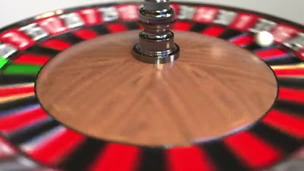 Casino Roulette wheel Ball hits 16 16 rood. 3D-animatie — Stockvideo