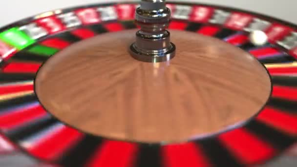 Casino roulette roue balle frappe 1 un rouge. Animation 3D — Video