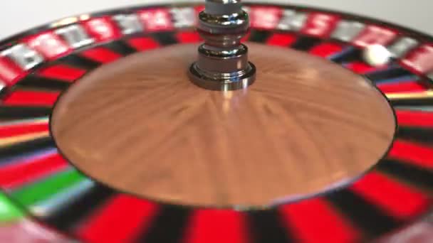 Casino roulette wheel ball hits 8 eight black. 3D animation — Stock Video