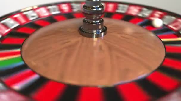 Bola de roleta casino roda atinge 10 dez preto. Animação 3D — Vídeo de Stock
