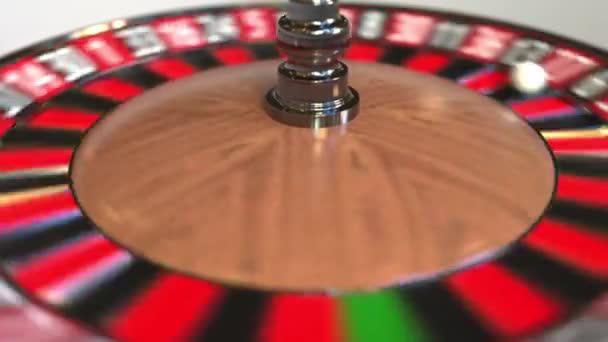 Casino roulette wheel ball frappe 27 vingt-sept rouge. Animation 3D — Video