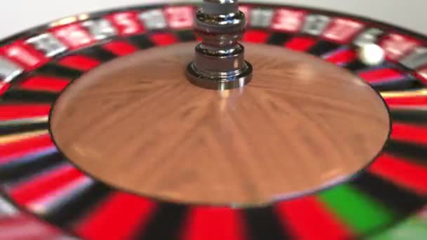 Casino Roulette Rad Kugel schlägt 34 vierunddreißig rot. 3D-Animation — Stockvideo