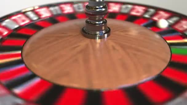 Casino roleta bola roda atinge 4 quatro preto. Animação 3D — Vídeo de Stock