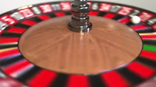 Casino ruleta bola de la rueda golpea 21 veintiún rojo. Animación 3D — Vídeo de stock