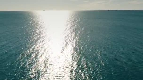 Uzak kargo gemilerinin ve tankerlerin denizde havadan görünümü — Stok video