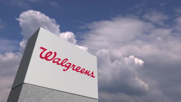 Logo WALGREENS sur fond ciel, animation éditoriale — Video