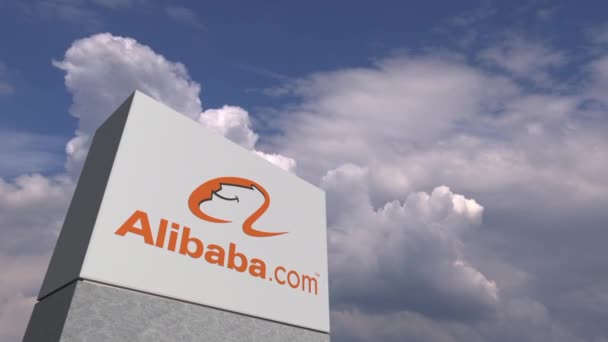 ALIBABA GROUP logo sullo sfondo del cielo, animazione editoriale — Video Stock