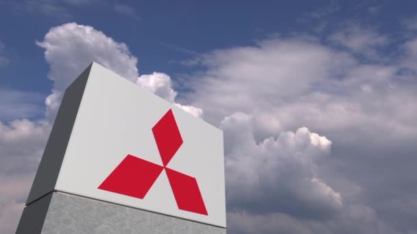 Mitsubishi logó a háttérégbolt, szerkesztői animáció — Stock videók