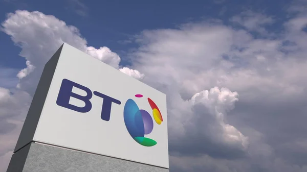 British Telecom logo mot Sky bakgrund, redaktionella 3D-rendering — Stockfoto