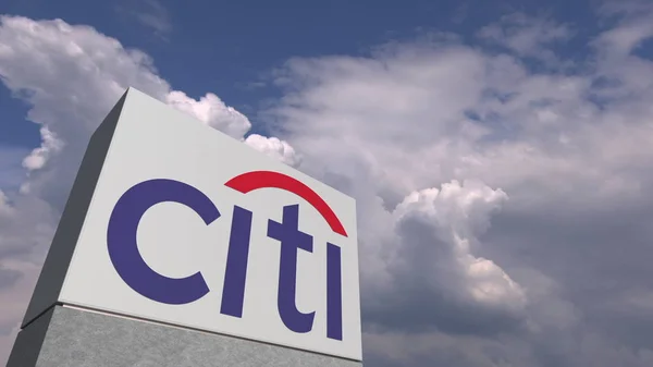 Citigroup logo mot himmel bakgrund, redaktionella 3D-rendering — Stockfoto
