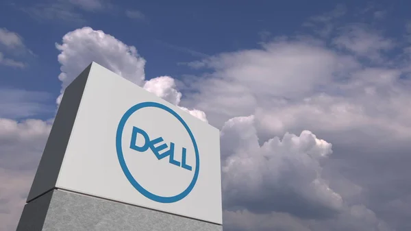 Gökyüzü arka planda Dell logosu, editoryal 3D Rendering — Stok fotoğraf