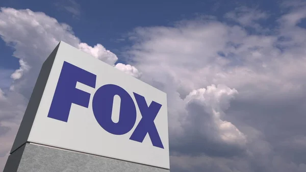 FOX logo against sky background, editorial 3D rendering — Stock Photo, Image